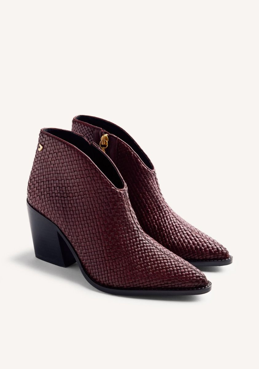 BOTINES PIEL TRENZADA ERHARD - BURDEOS