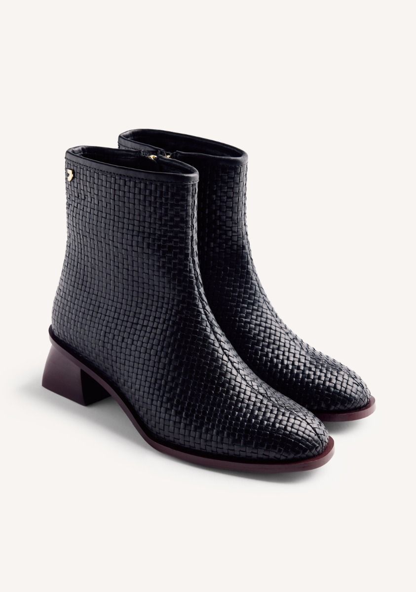BOTINES PIEL TRENZADA BEXLEY - NEGRO