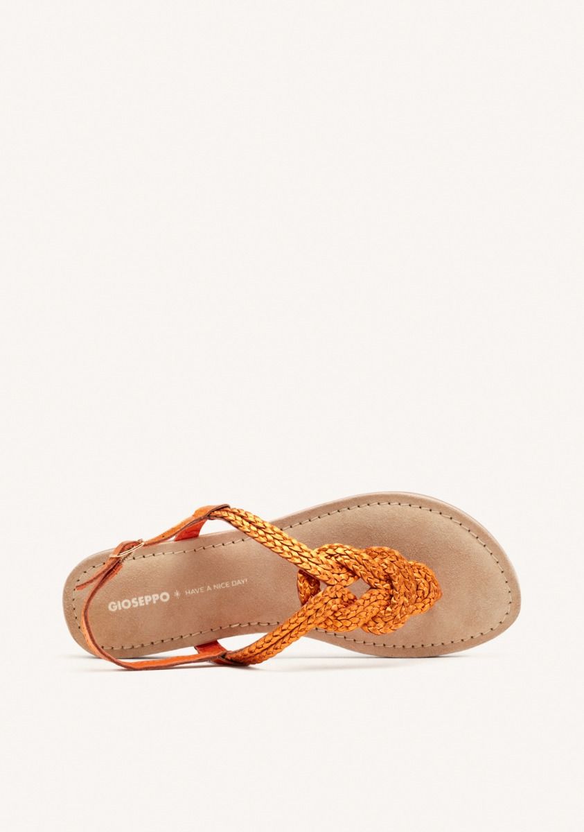 SANDALIAS DE PIEL TRENZADA ZUPANJA - NARANJA