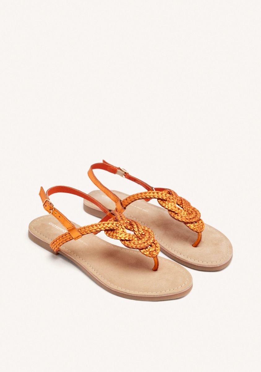 SANDALIAS DE PIEL TRENZADA ZUPANJA - NARANJA