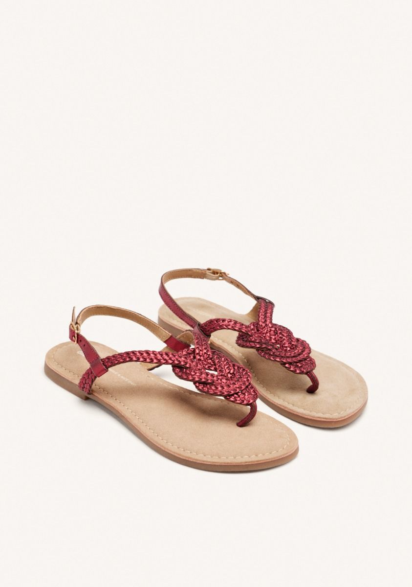 SANDALIAS DE PIEL TRENZADA ZUPANJA - BURDEOS