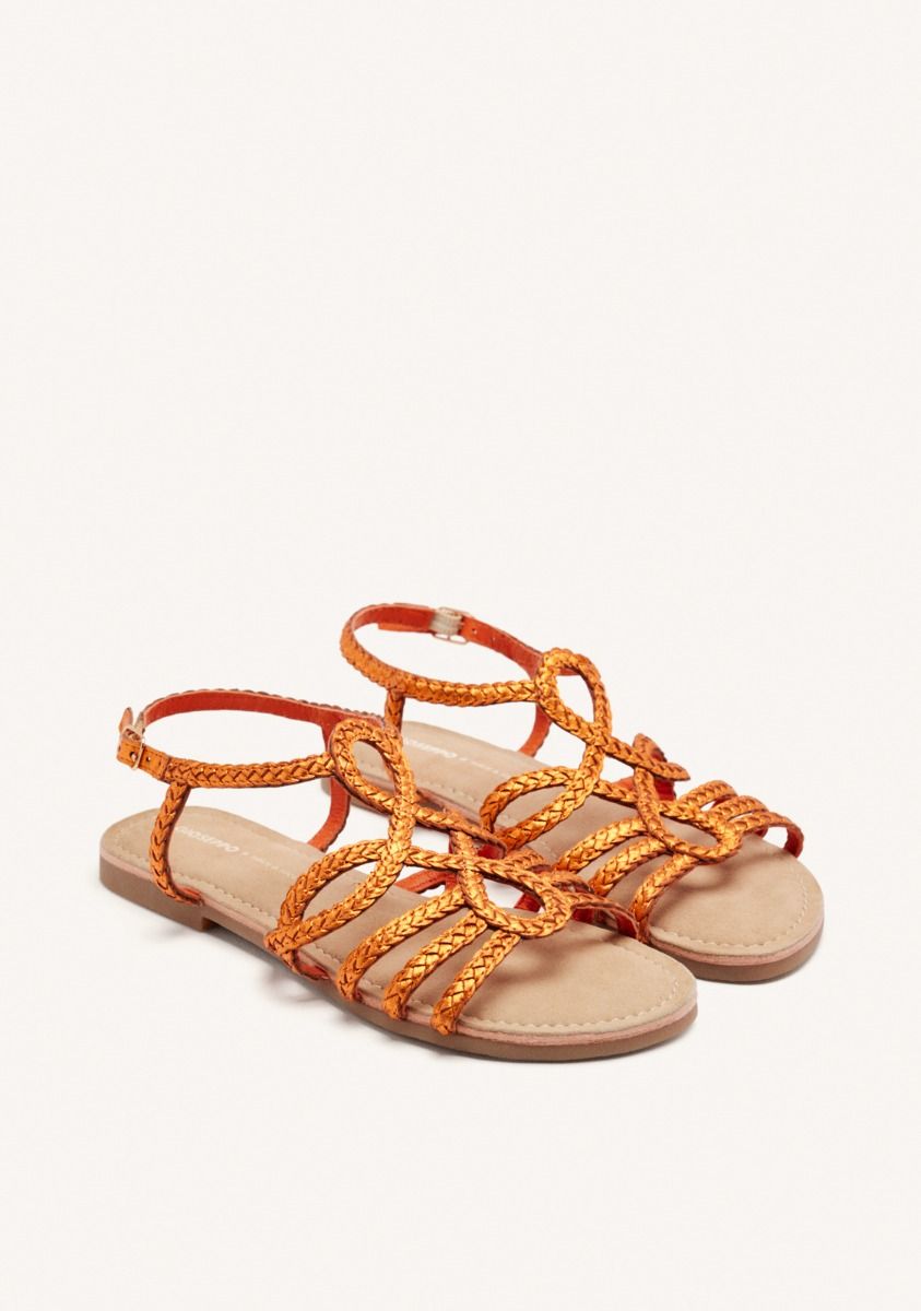 SANDALIAS PIEL TRENZADA YAKIMA - NARANJA