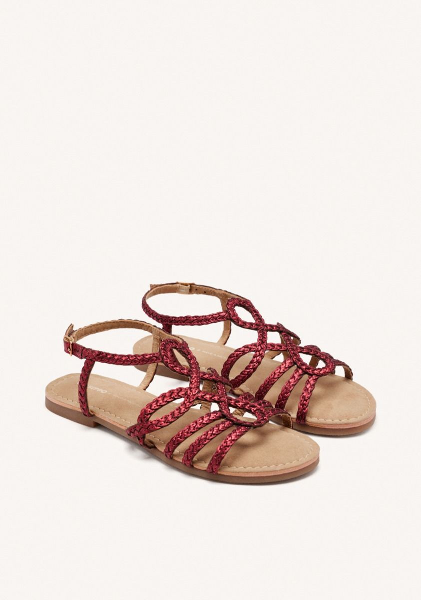 SANDALIAS PIEL TRENZADA YAKIMA - BURDEOS