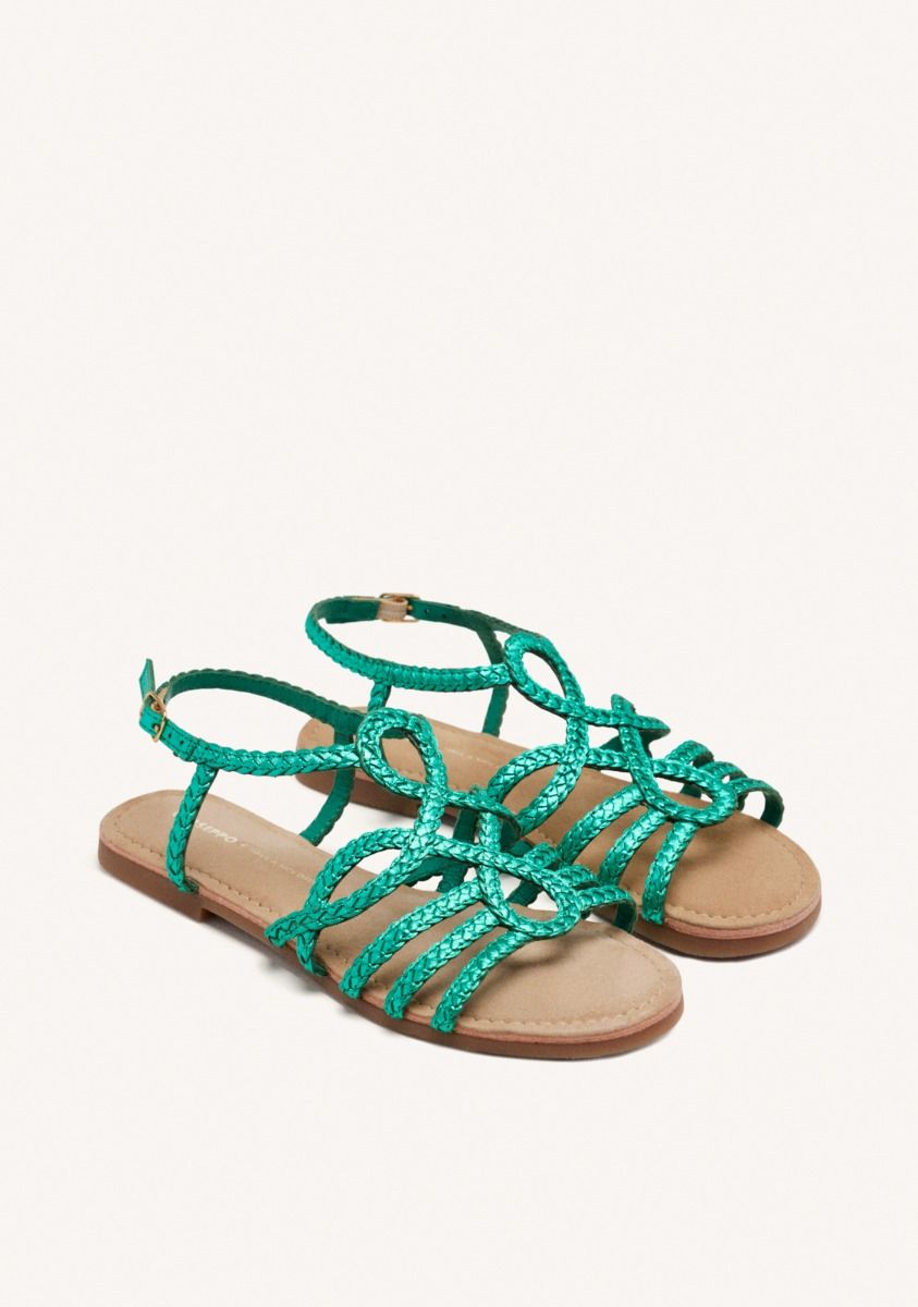 SANDALIAS PIEL TRENZADA YAKIMA - AGUAMARINA