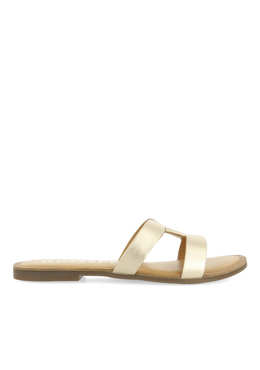 SANDALIAS DORADAS DE PIEL TIPO PALA PARA MUJER - ORO
