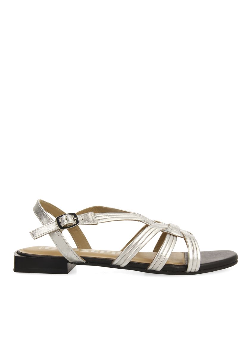 SANDALIAS PLATEADAS DE PIEL PARA MUJER - PLATA