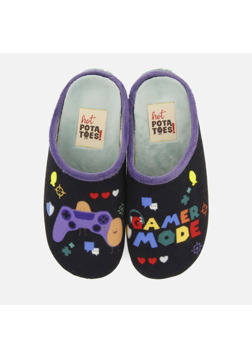 ZAPATILLAS DE CASA ESTAMPADO GAMING BLEIBERG - NEGRO