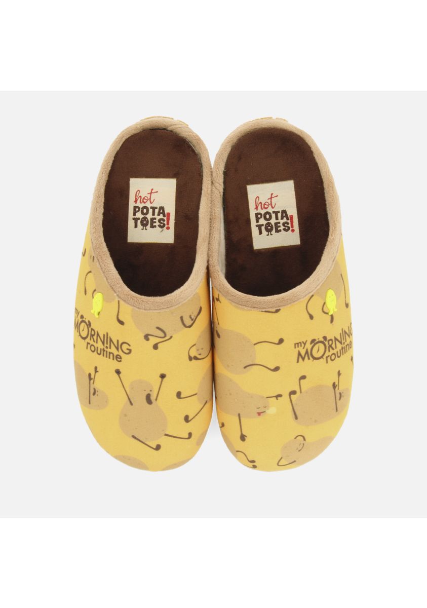 ZAPATILLAS DE CASA ESTAMPADO PATTERSON - MOSTAZA