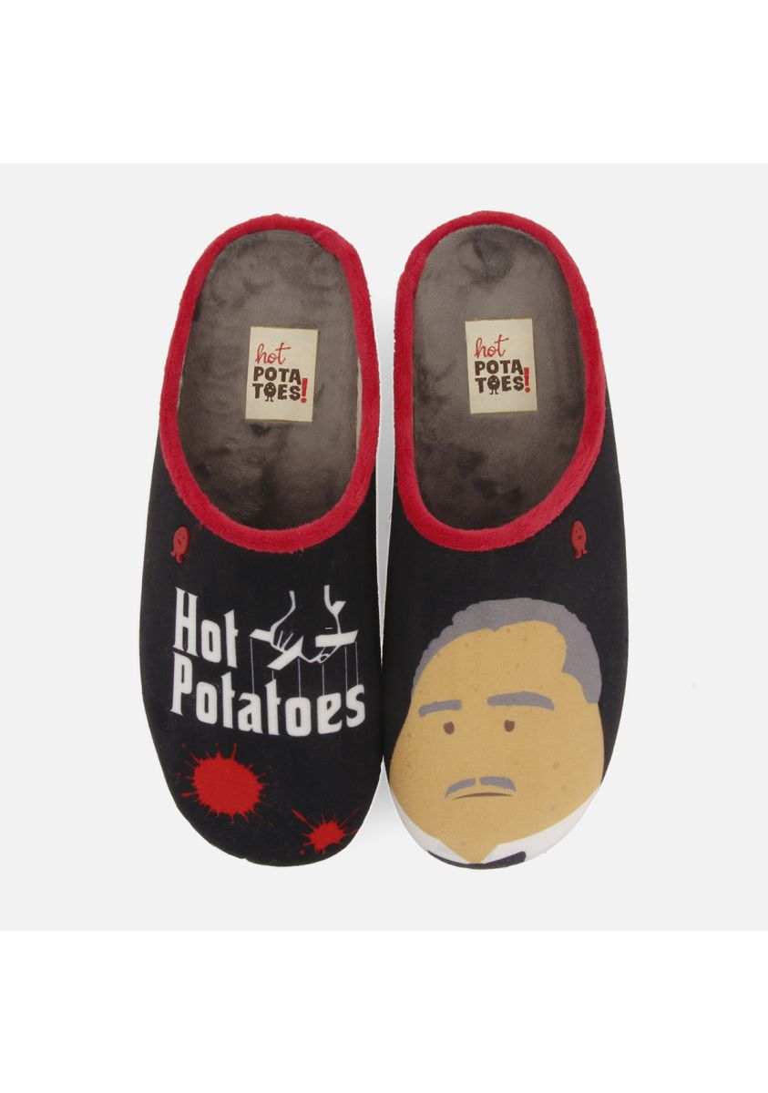 ZAPATILLAS DE CASA ESTAMPADO CINE MALACKY - NEGRO