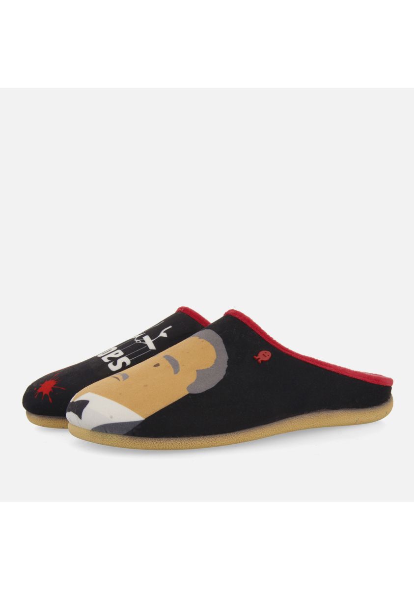 ZAPATILLAS DE CASA ESTAMPADO CINE MALACKY - NEGRO
