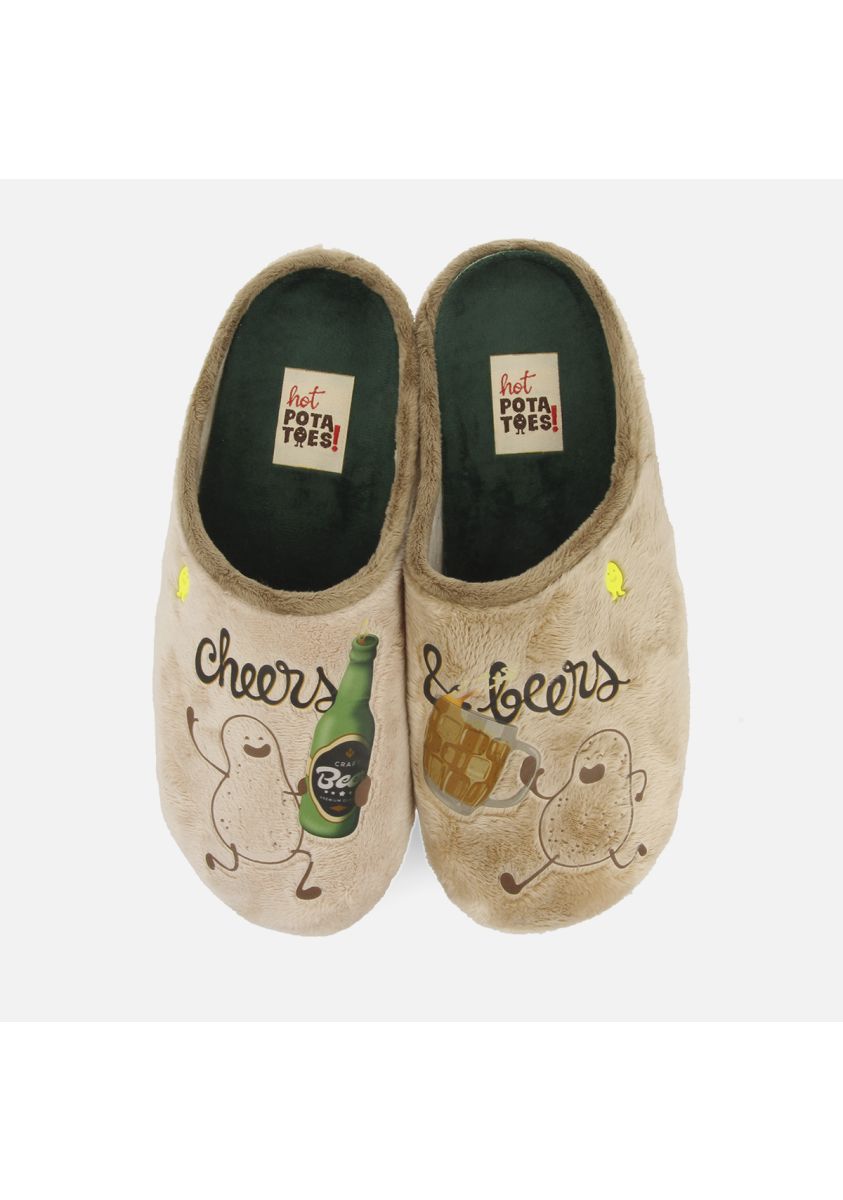 ZAPATILLAS DE CASA PELO MENSAJE KORMEND - BEIG