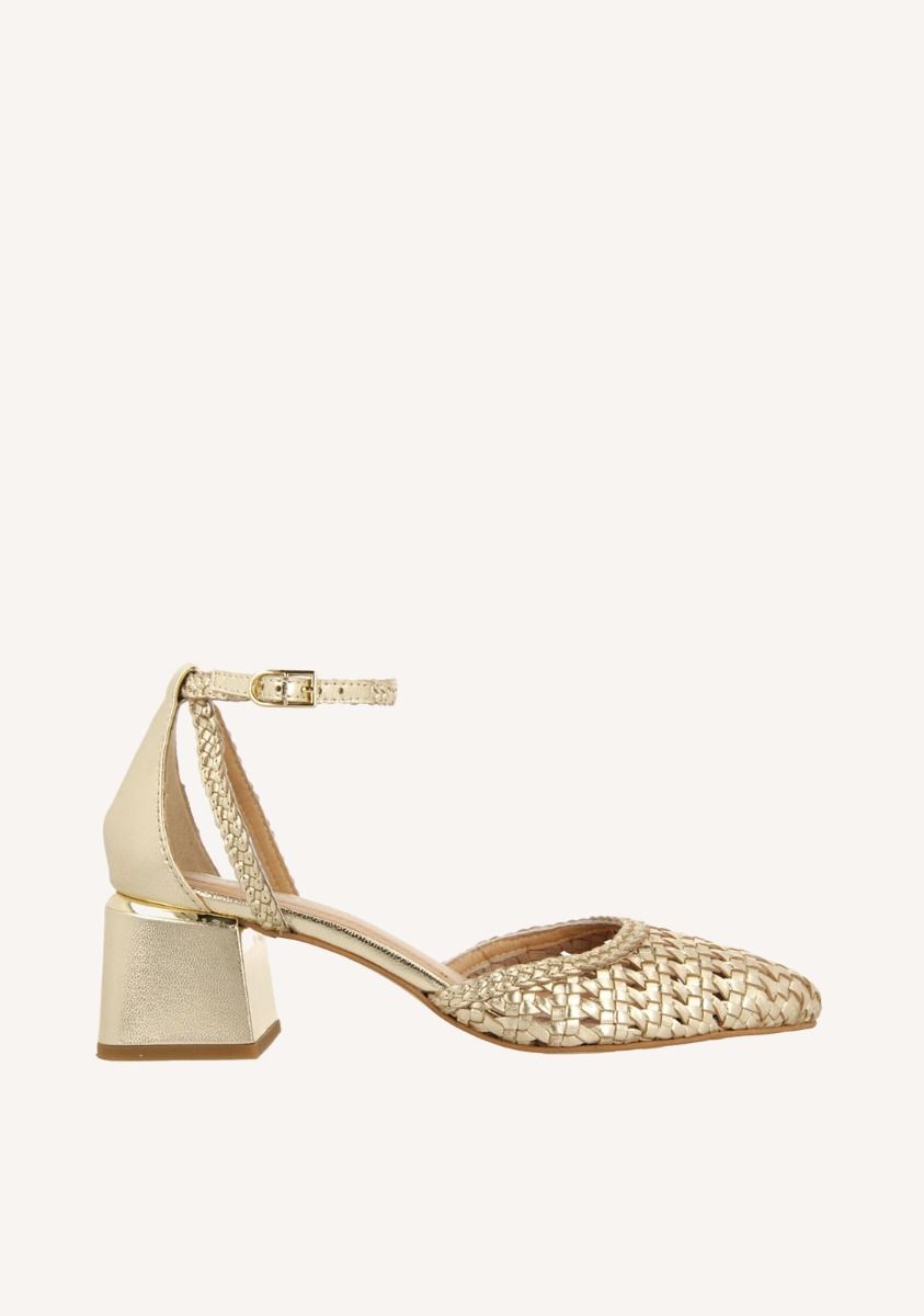 ZAPATOS DE SALÃN TRENZADO PIEL SARKAD - PLATINO