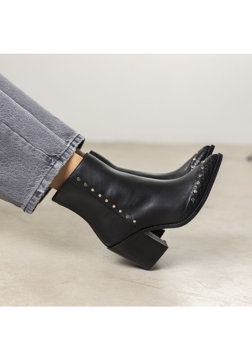 BOTINES COWBOY TACÃN PIEL MAISSAU - NEGRO
