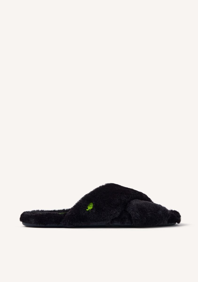 ZAPATILLAS DE CASA TIPO PALAS PELO MATTAWAN - NEGRO