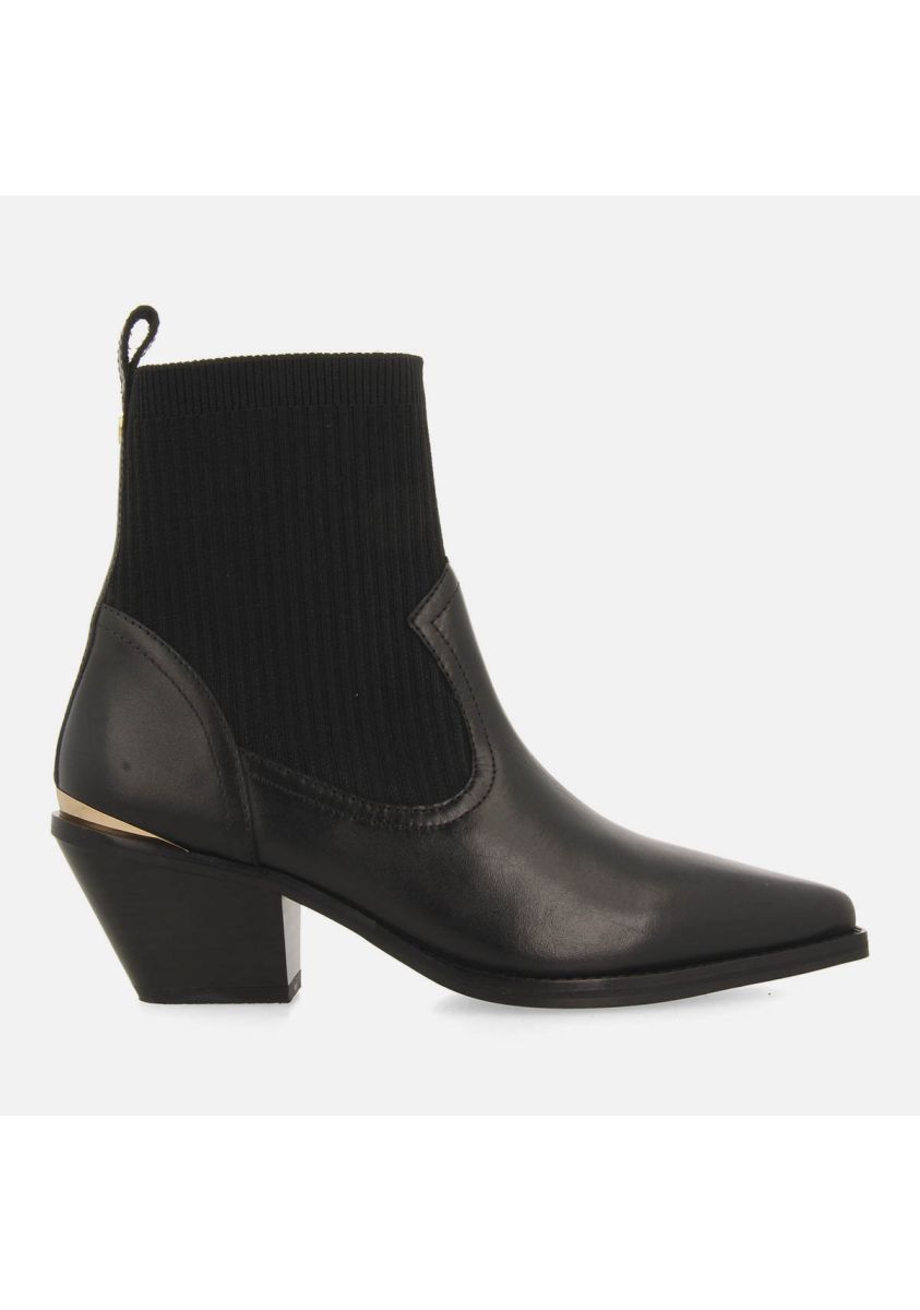 BOTINES COWBOY TIPO CALCETÃN TACÃN PIEL TAPOLCA - NEGRO